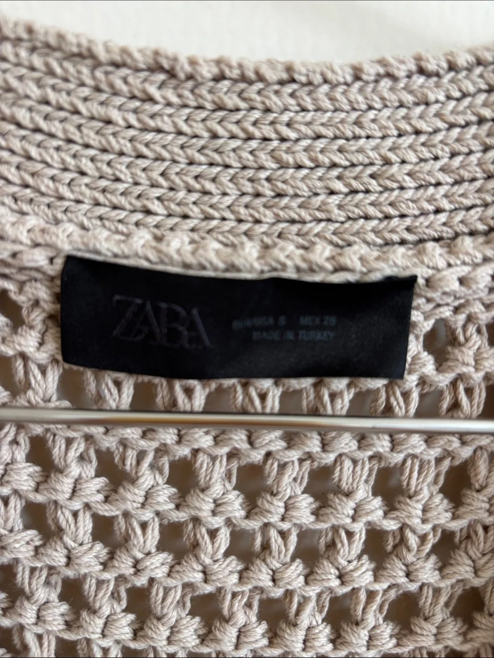 Zara Chunky Open-Knit Button Front Sweater Vest in Beige